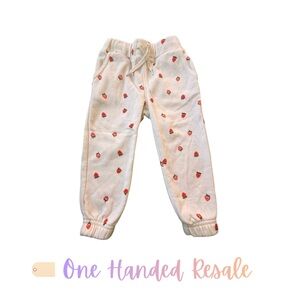 🍓 Old Navy Kids Cream Joggers w/ Strawberry Print 2T